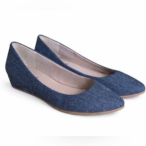 Easy Spirit Avery Denim Wedge Pumps Slip On Comfort Shoes 9.5M NEW No Tags